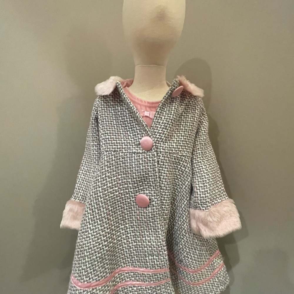 Blueberi Boulevard Kids Tweed Coat and matching pink Dress 3T